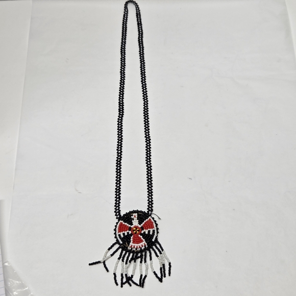 Handmade seed beaded Thunderbird pendant necklace - Picture 1 of 5